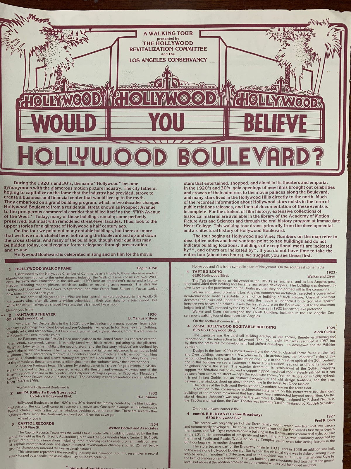 Hollywood Blvd. Walking Tour program