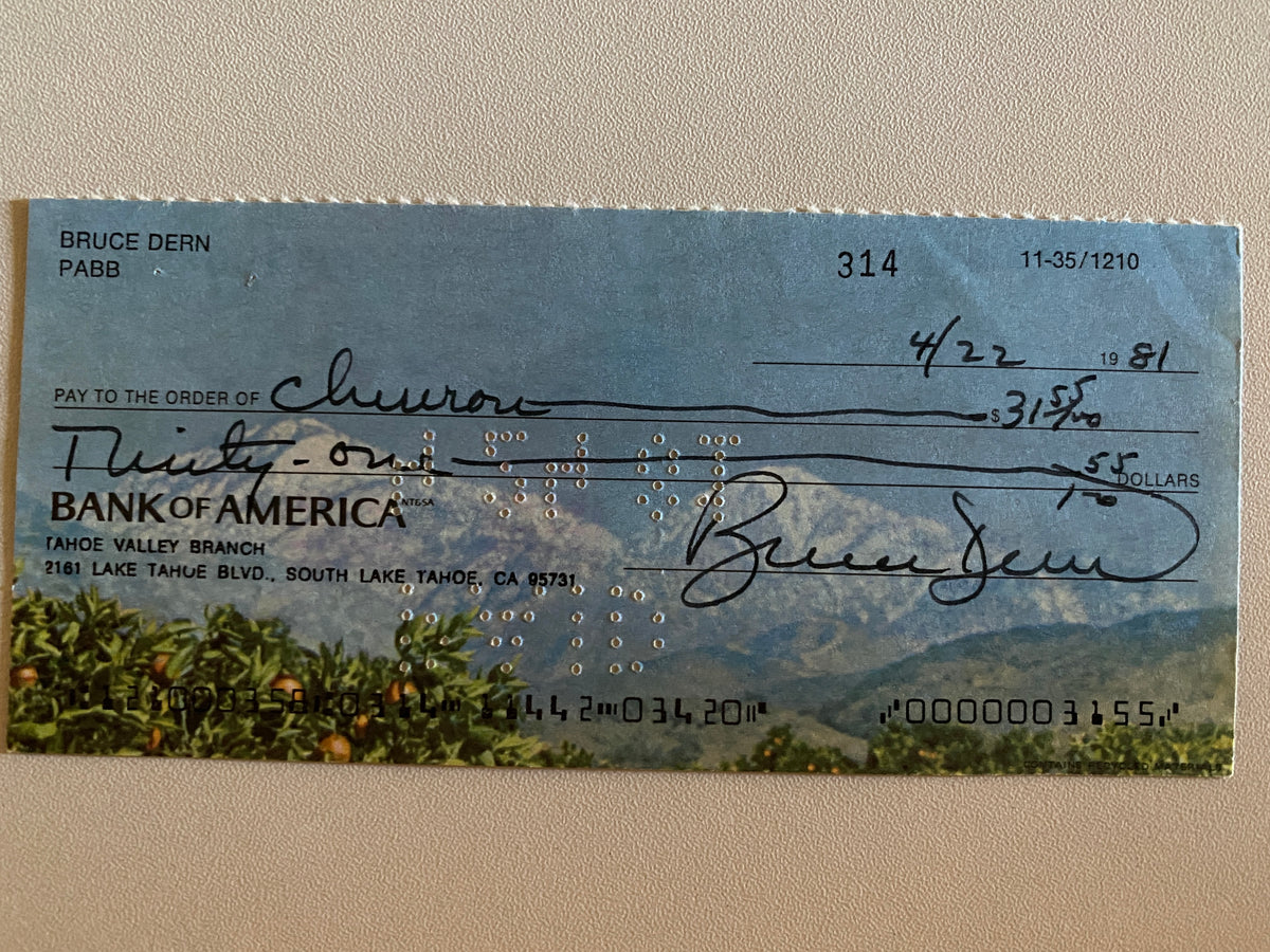 Bruce Dern signed check
