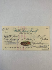 MLB superstar Rollie Fingers signed check