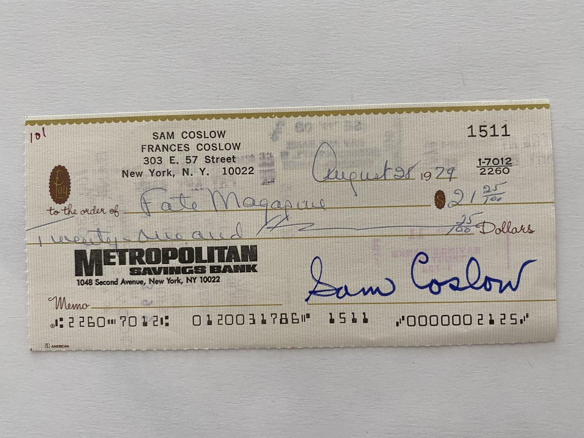 Sam Coslow signed check