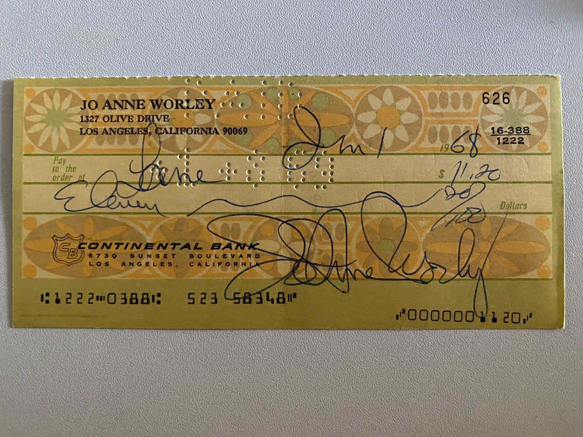JoAnne  Worley signed check