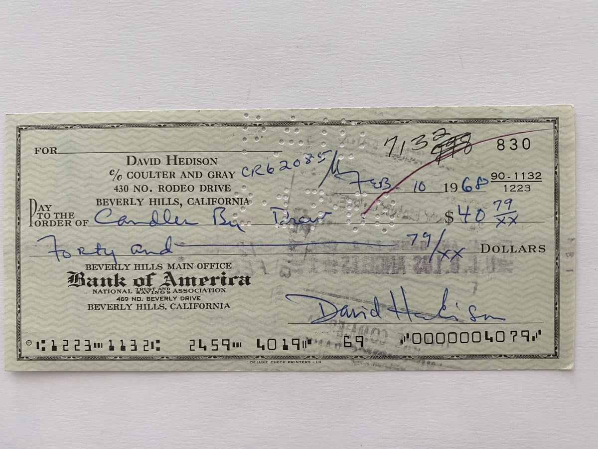 David Hedison signed check