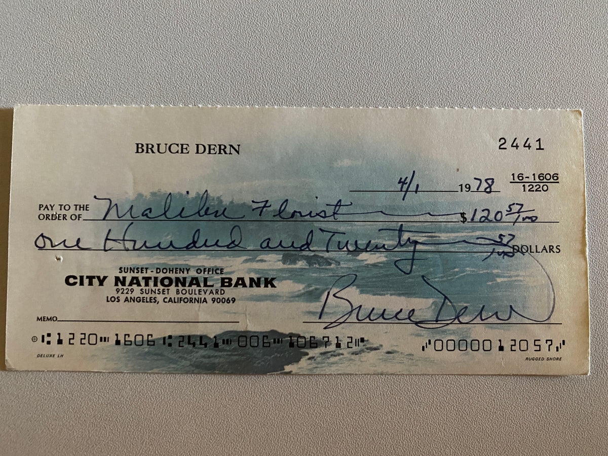 Bruce Dern signed check