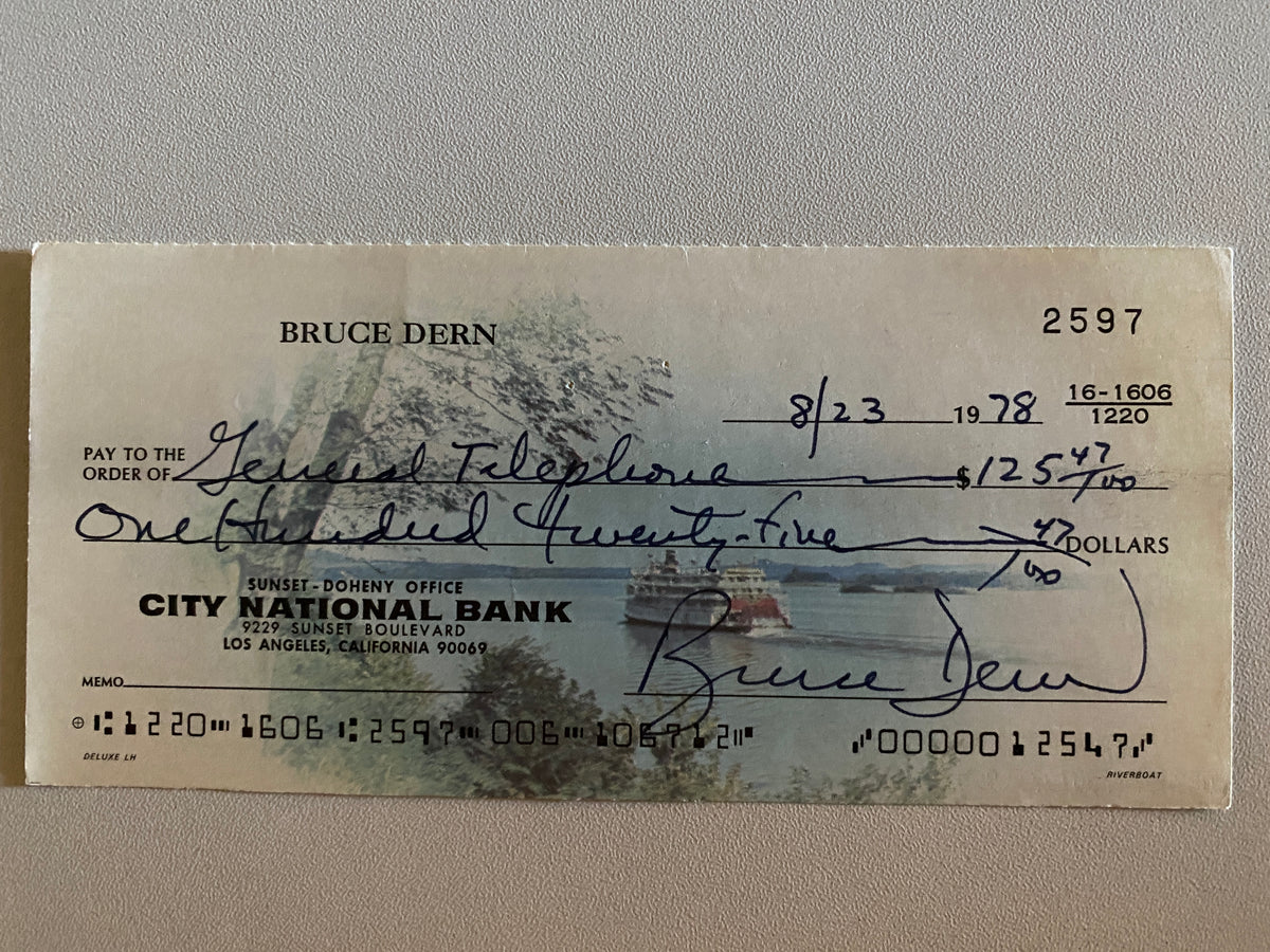 Bruce Dern signed check