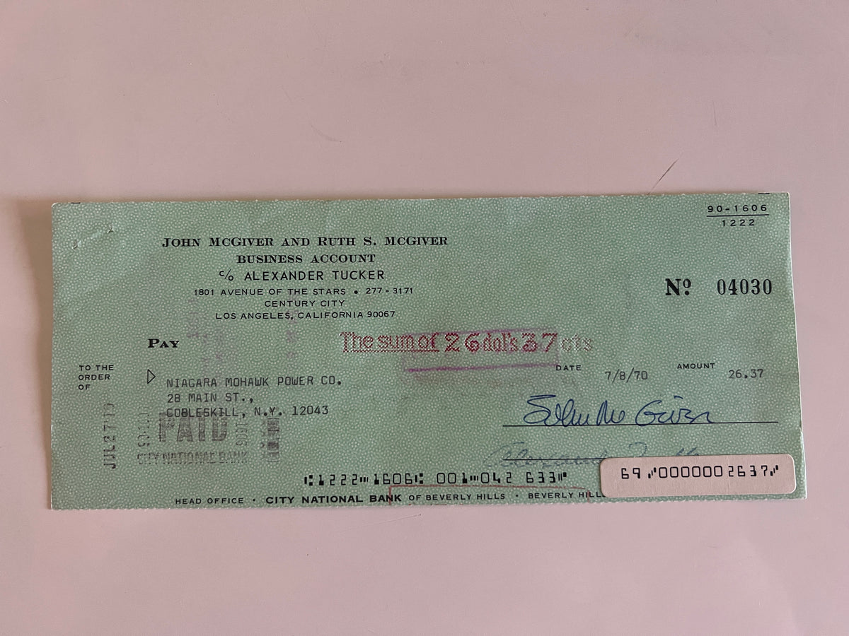 John McGivern signed check