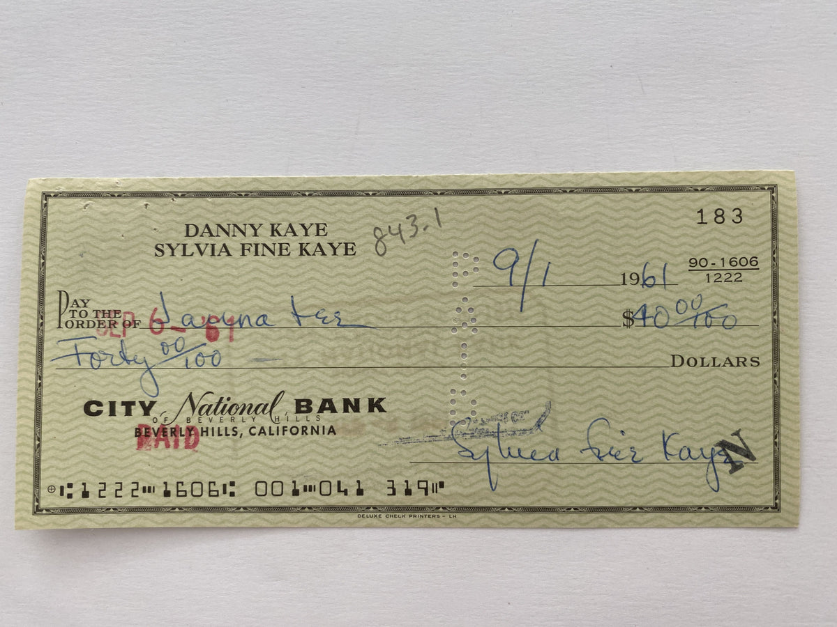 Sylvia Fine Kaye signed check