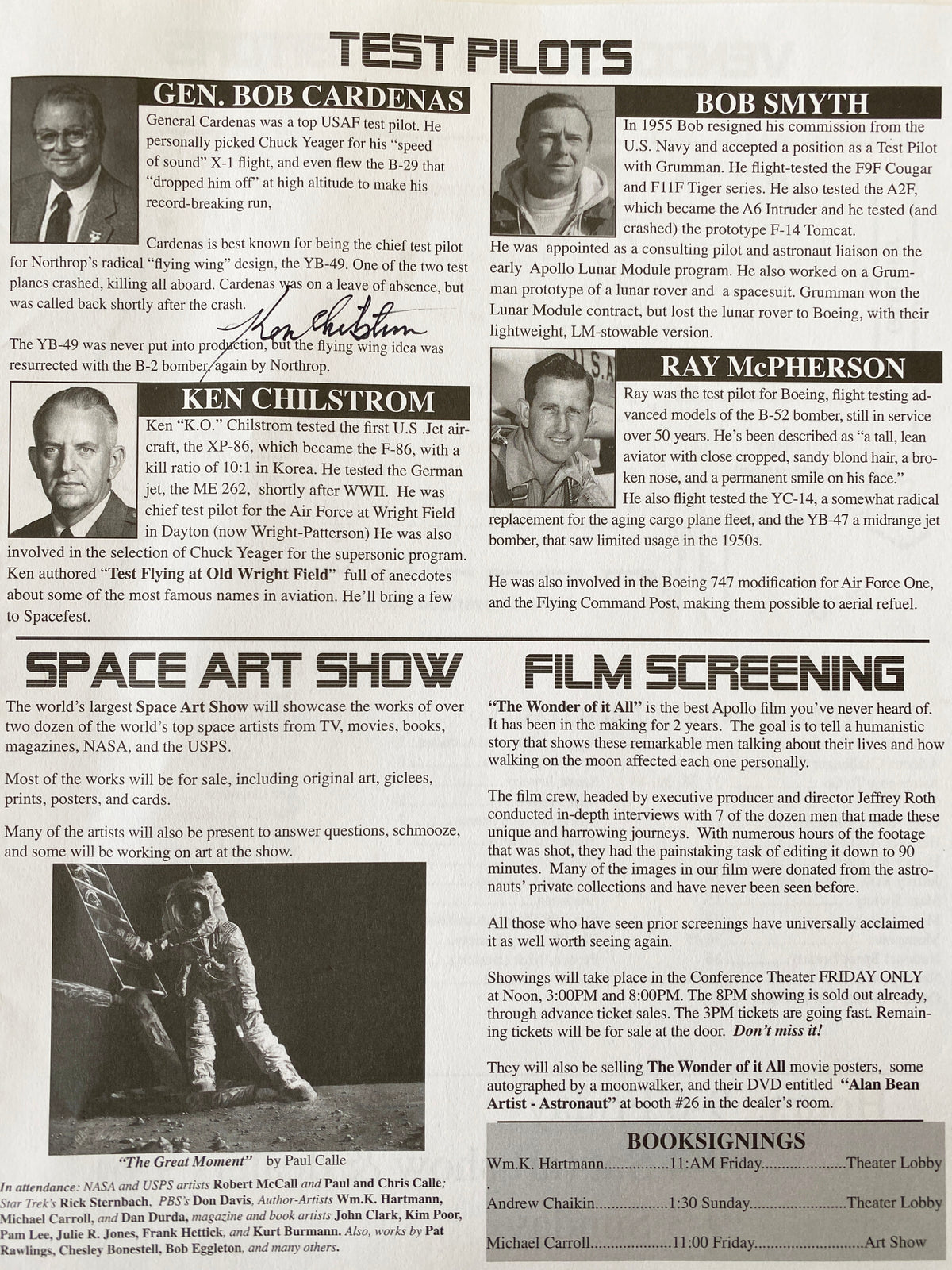 Test Pilots Ken Chilstrom Signed Newspaper Clipping