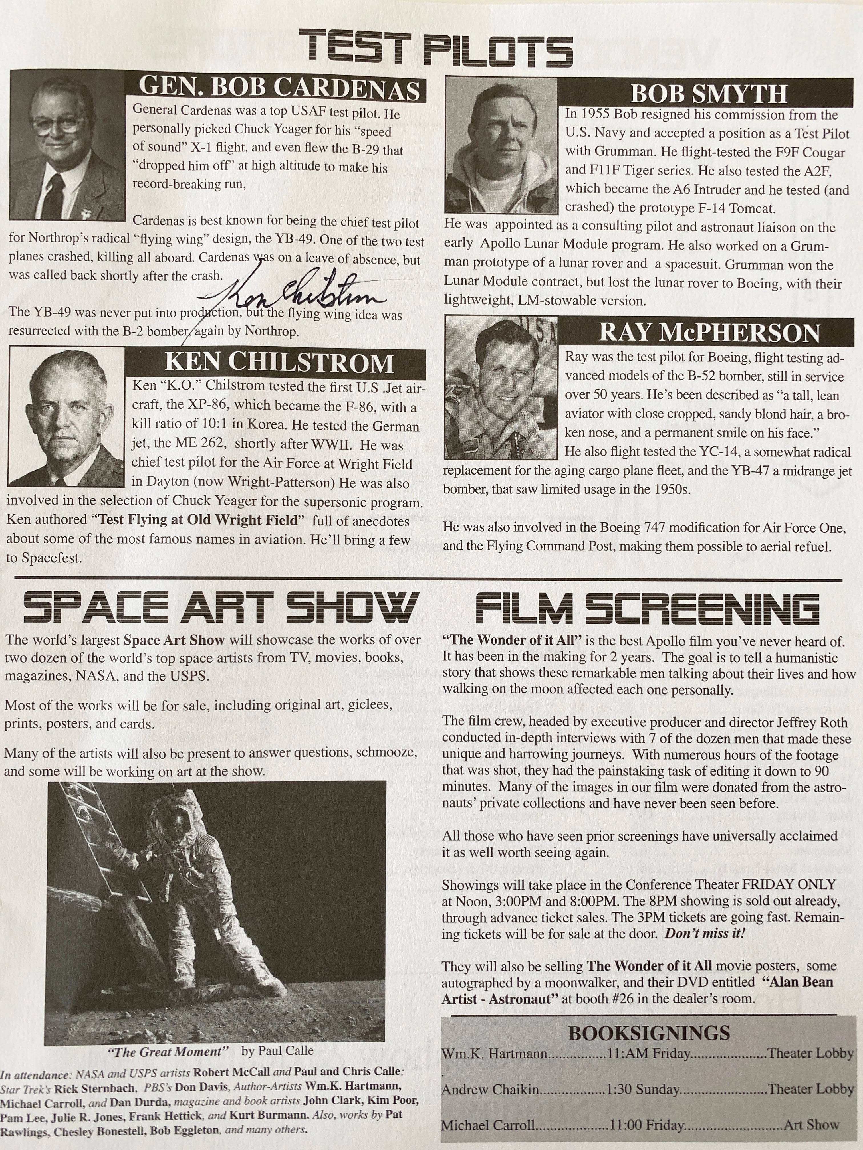Test Pilots Ken Chilstrom Signed Newspaper Clipping