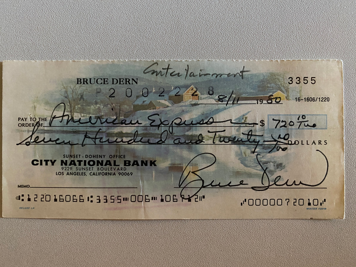 Bruce Dern signed check