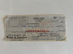 Cornel Wilde signed check