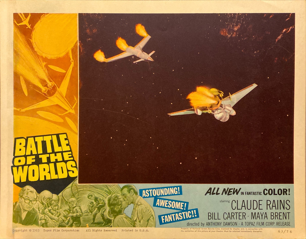 Claude Rains, Jacqueline Derval, and Maya Brent "Battle of the Worlds" original Lobby Card