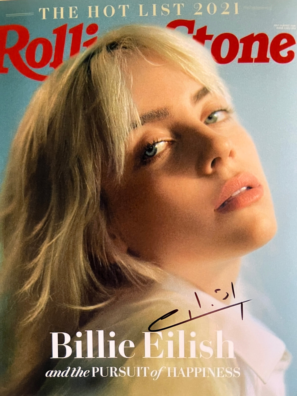 Billie Eilish signed Rolling Stone Magazine cover photo