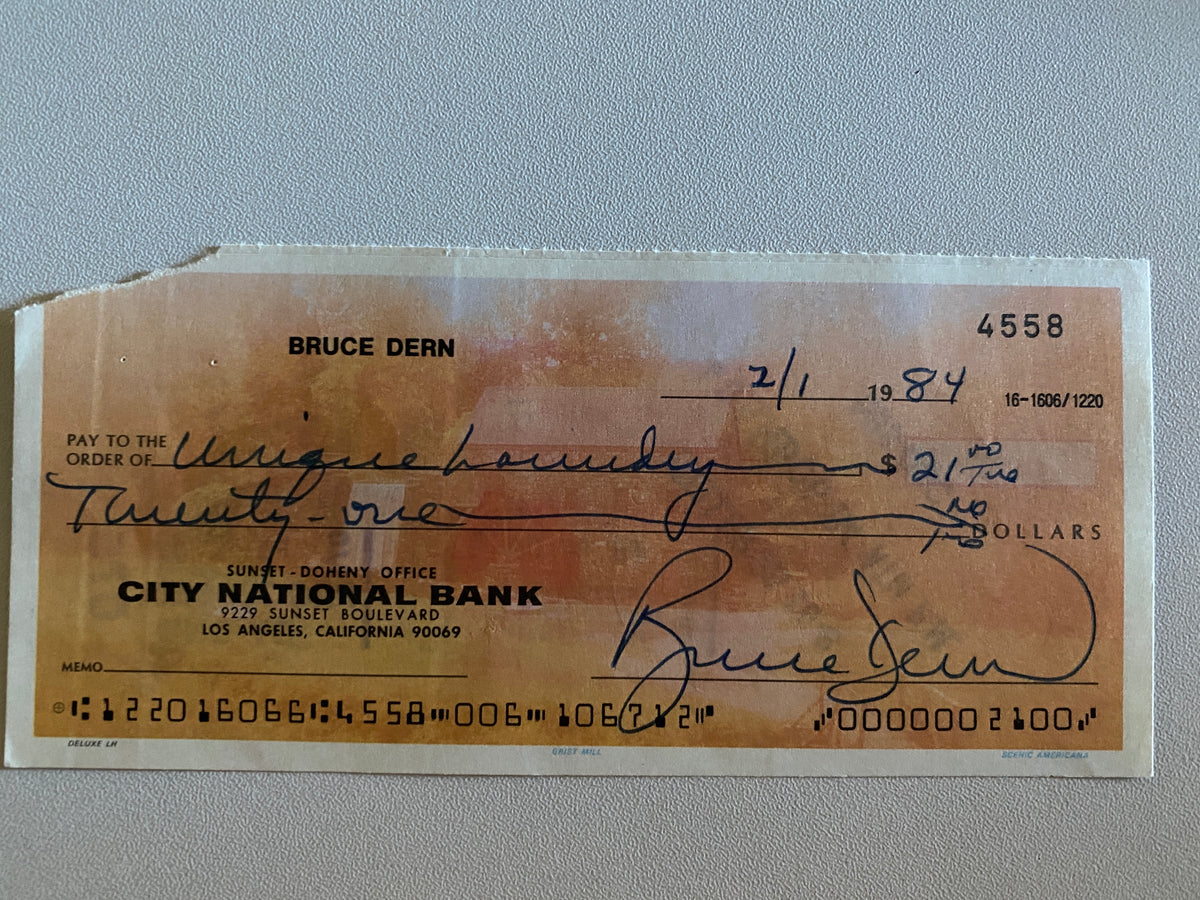 Bruce Dern signed check