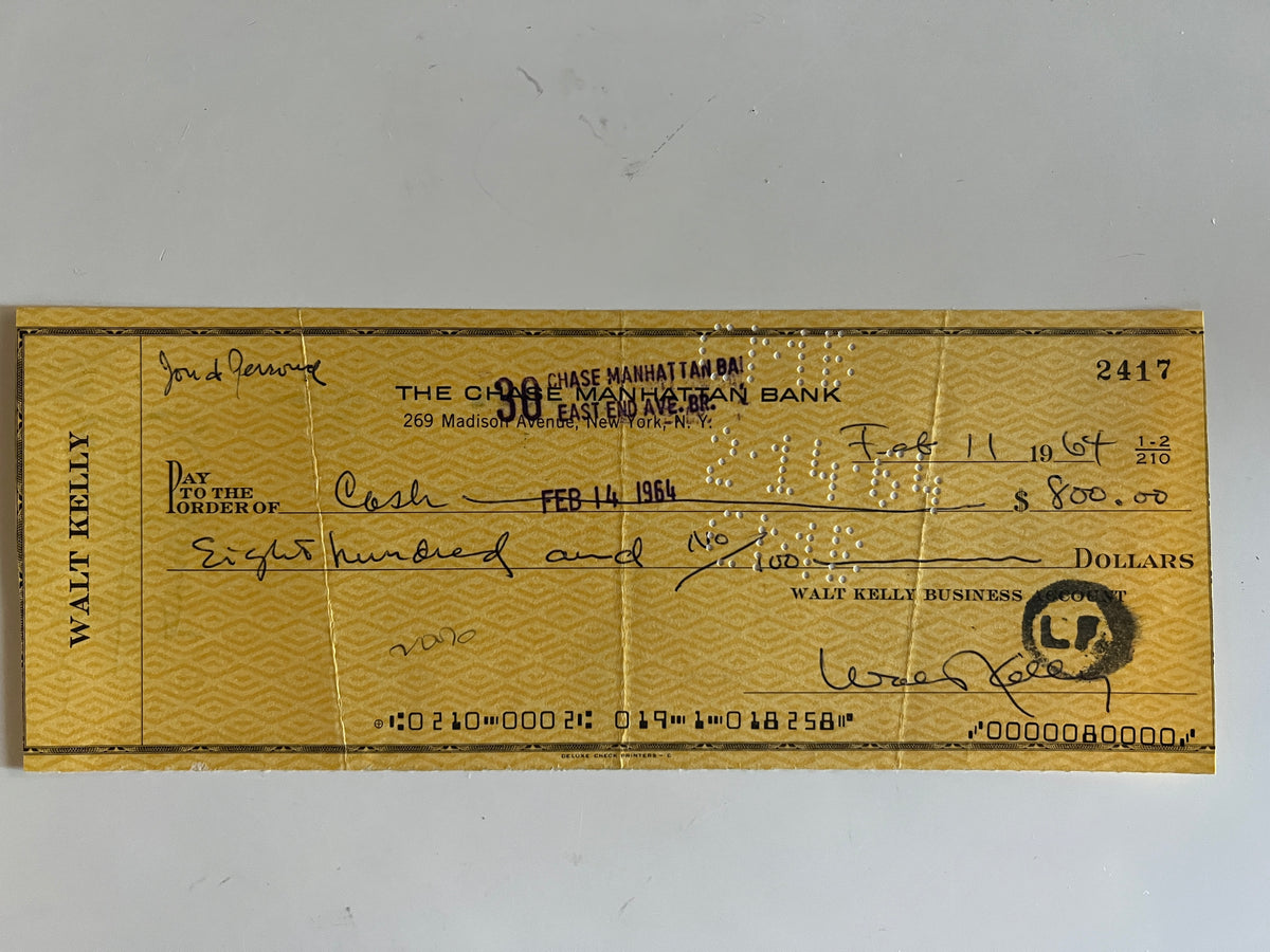 Walt Kelly signed check