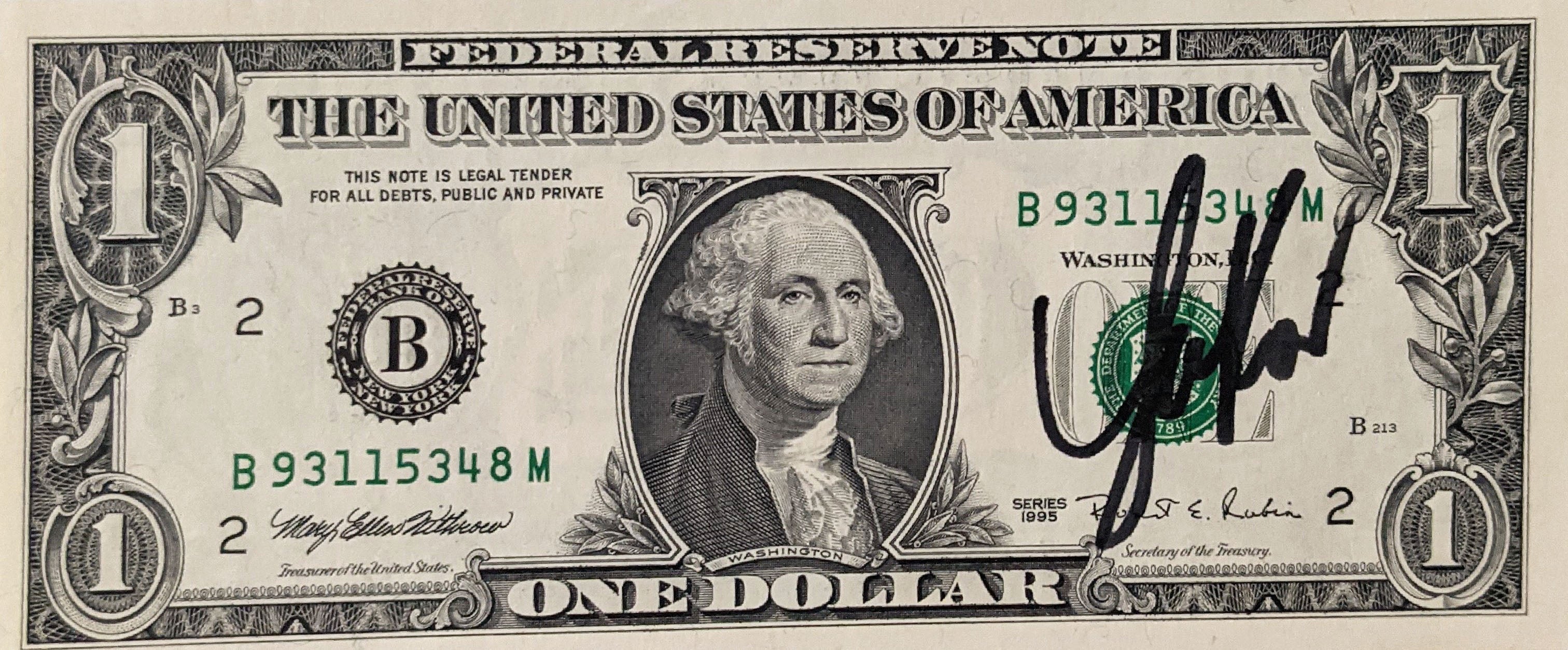 Yakov Smirnoff signed dollar bill