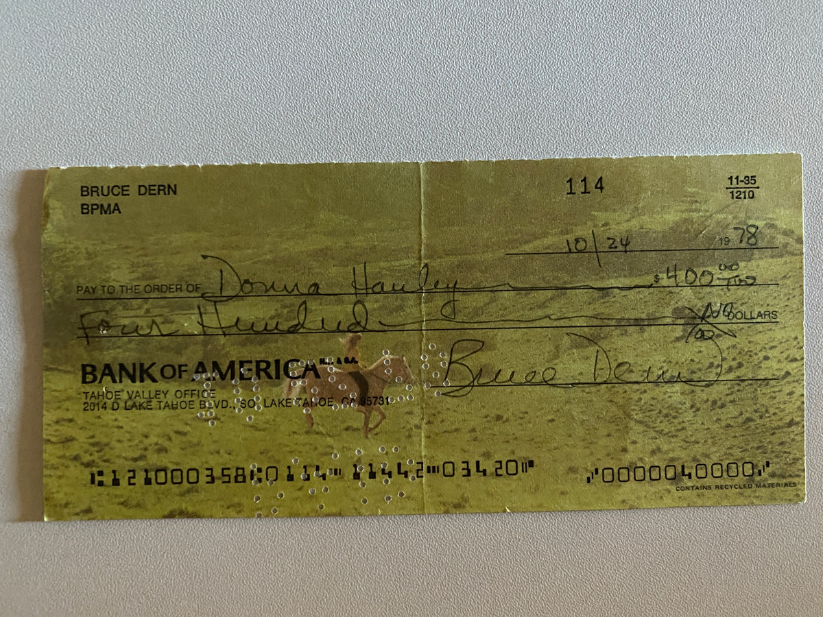 Bruce Dern signed check