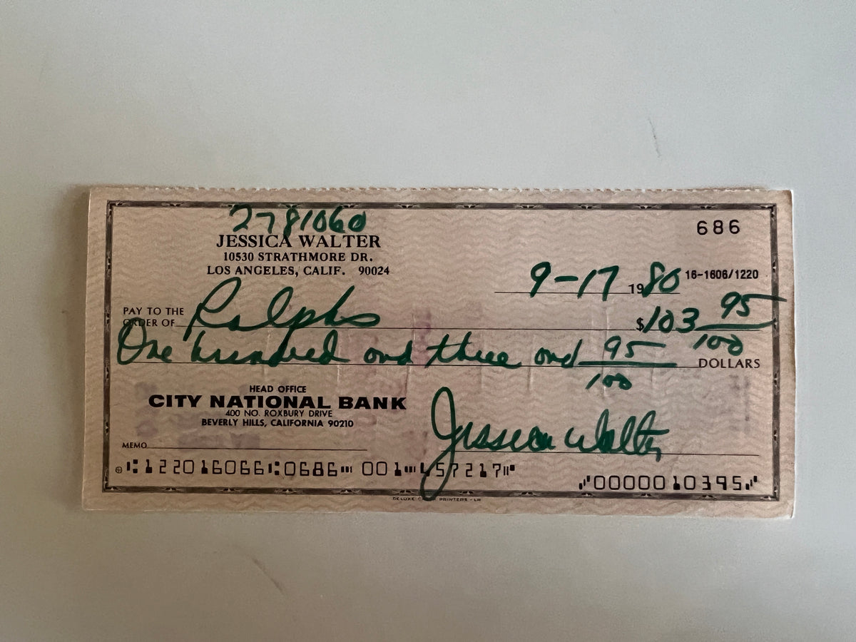 Jessica Walter signed check