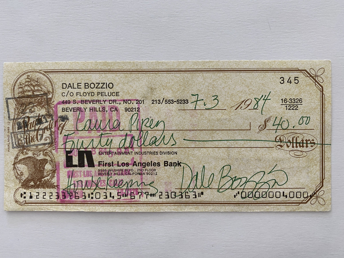 Dale Bozzio signed check