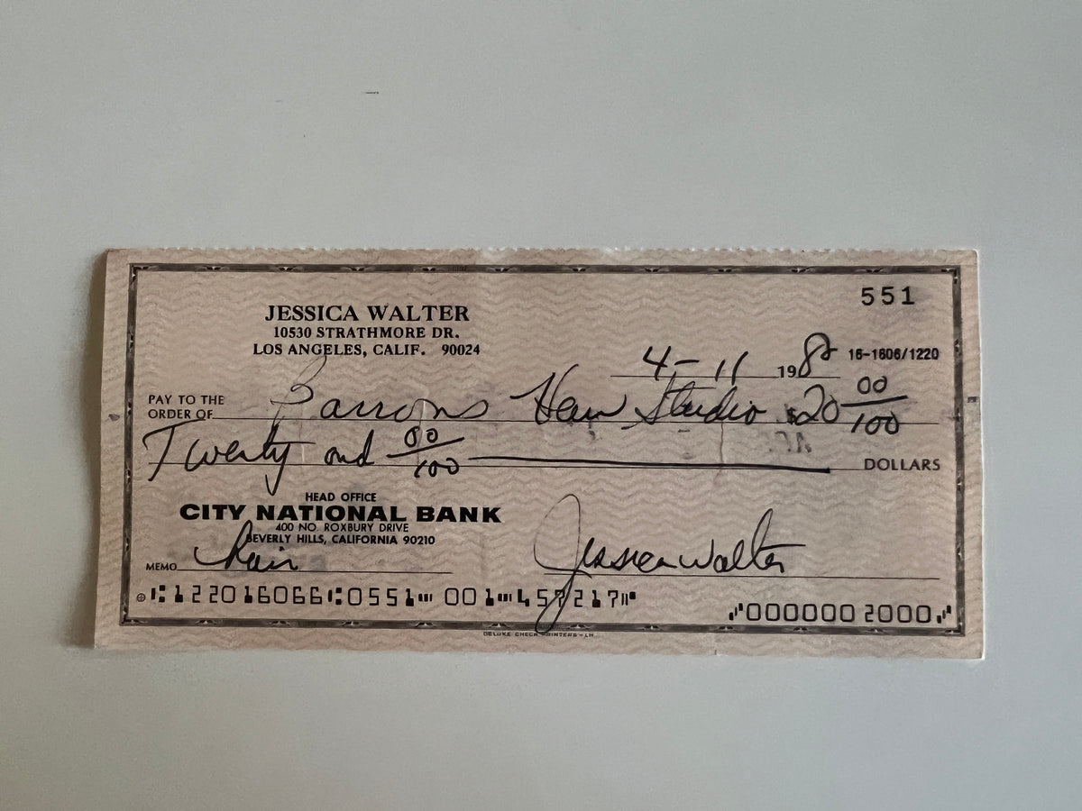 Jessica Walter signed check