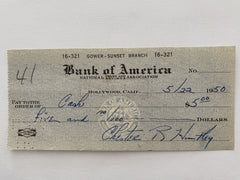 Chester Huntley signed check