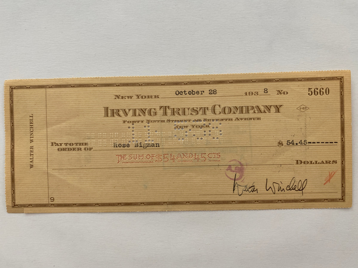 Walter Winchell signed check