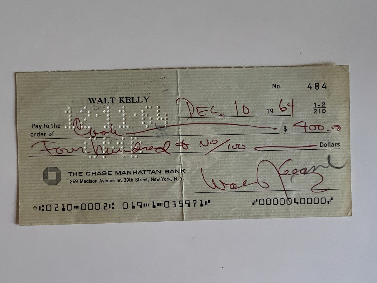 Walt Kelly signed check