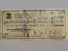 Paul Shaffer signed check