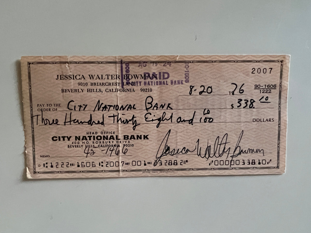 Jessica Walter signed check