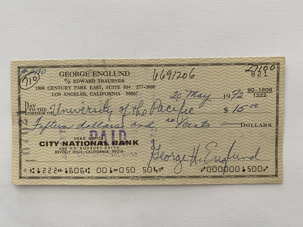George Englund signed check