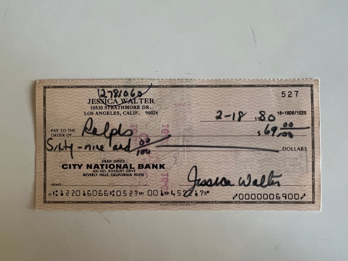 Jessica Walter signed check