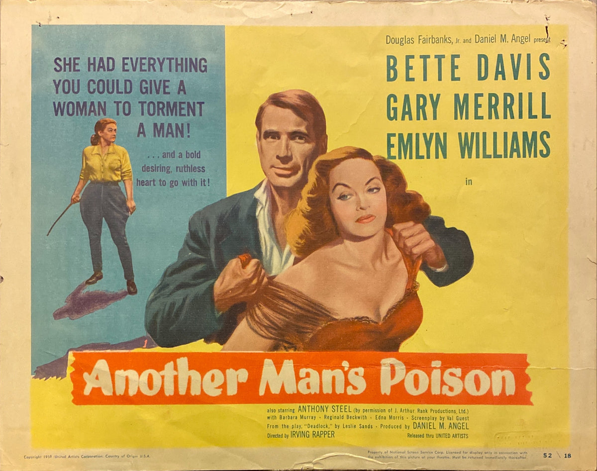 Gary Merrill, and Emlyn Williams "Another Man's Poison" original lobby card