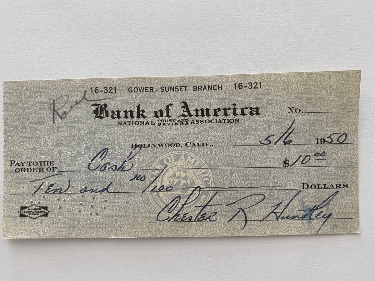 Chester Huntley signed check