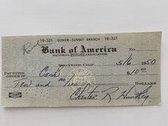 Chester Huntley signed check