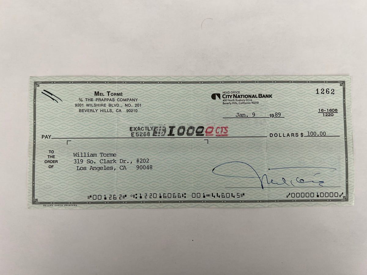 Mel Torme signed check