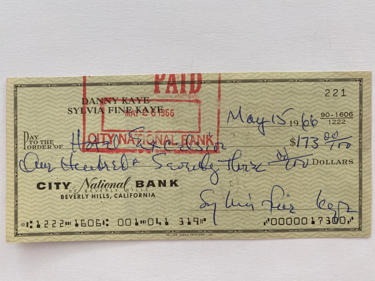 Sylvia Fine Kaye signed check