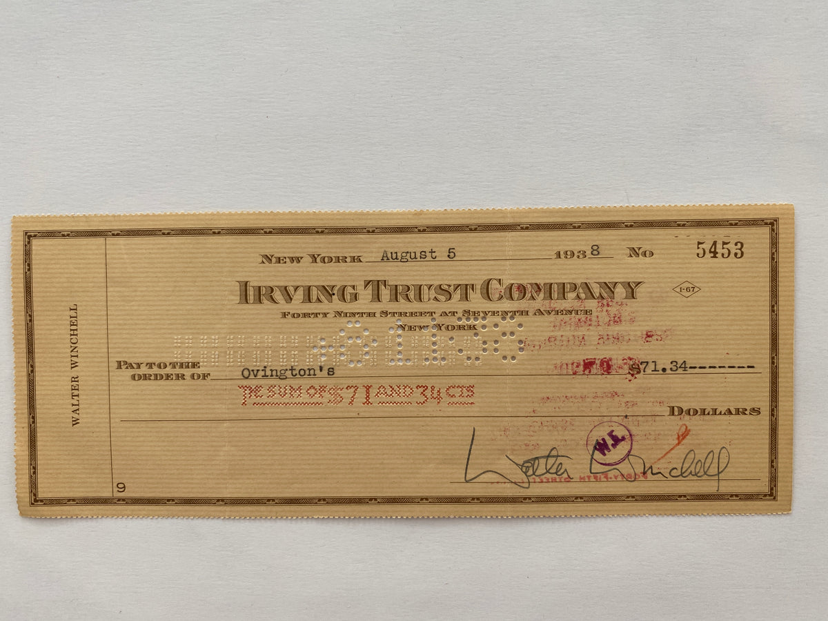 Walter Winchell signed check