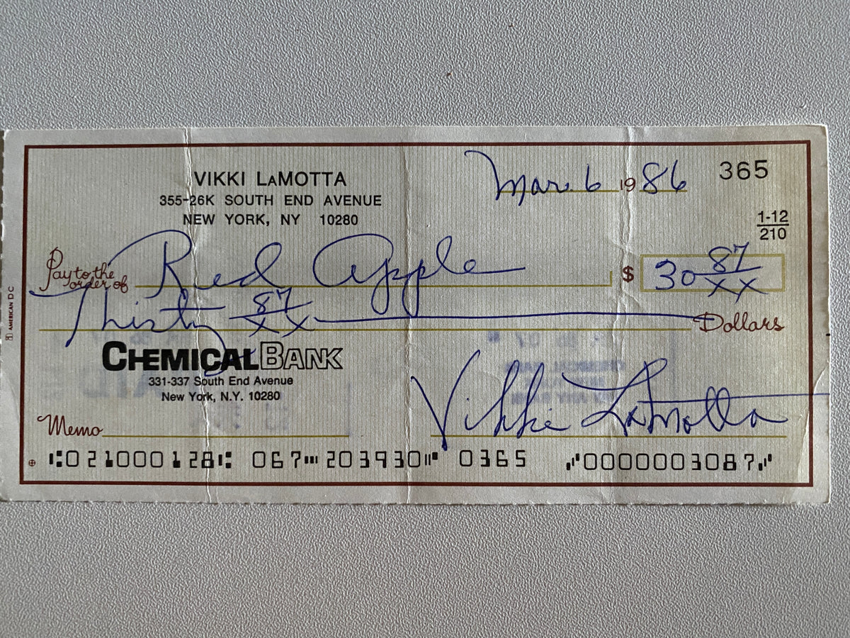 Vikki LaMotta signed check