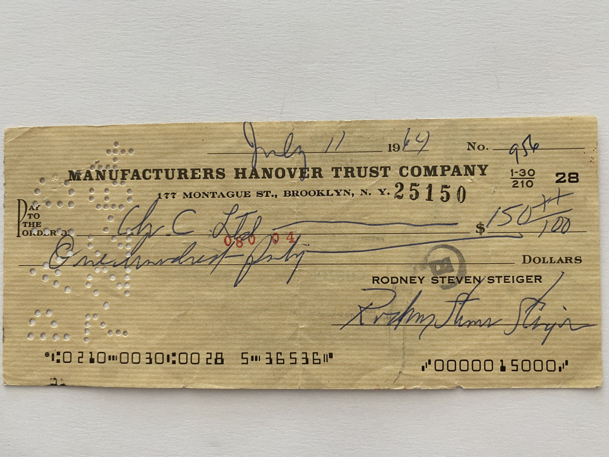 Rod Steiger signed check
