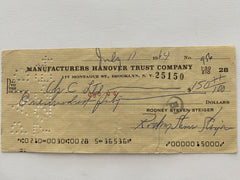 Rod Steiger signed check