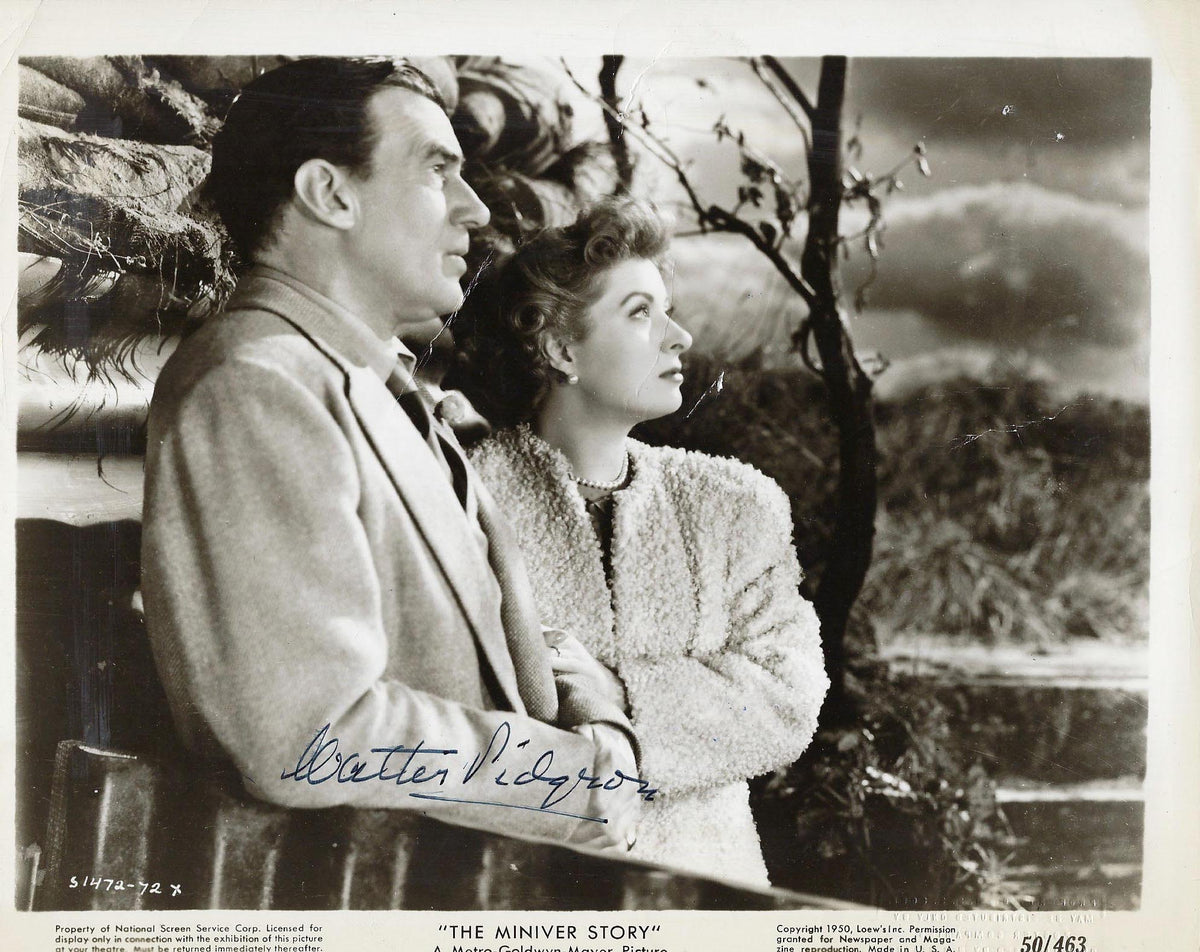 The Miniver Story Walter Pidgeon signed movie photo