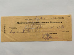 Rudy Vallee signed check
