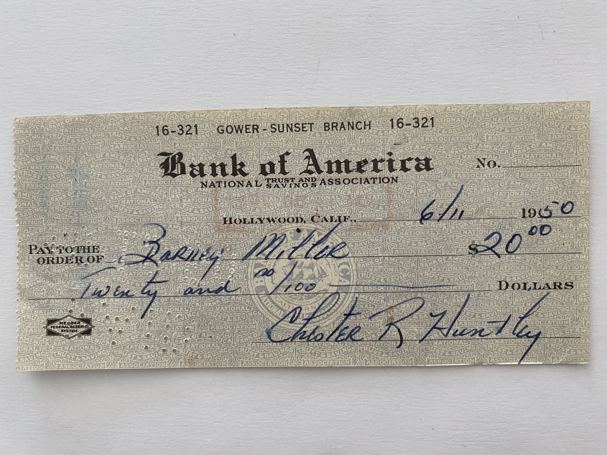 Chester Huntley signed check