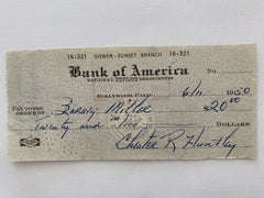 Chester Huntley signed check