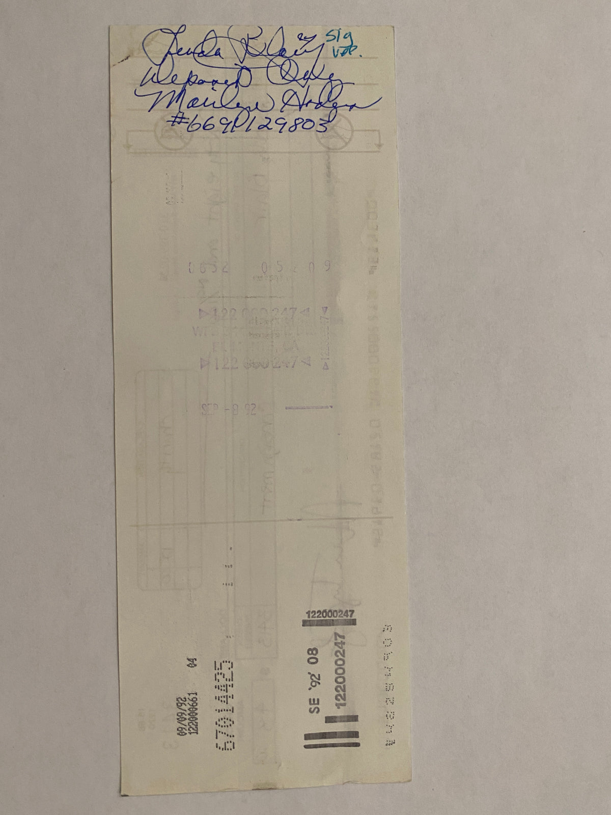Linda Blair Star Wares consignment signed check