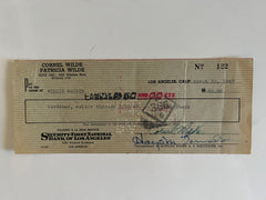 Cornel Wilde signed check