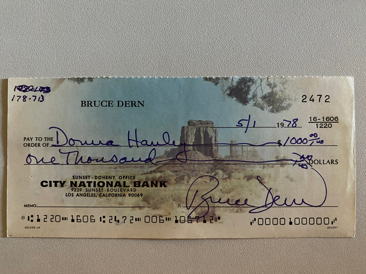 Bruce Dern signed check