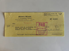 Zeppo Marx signed check