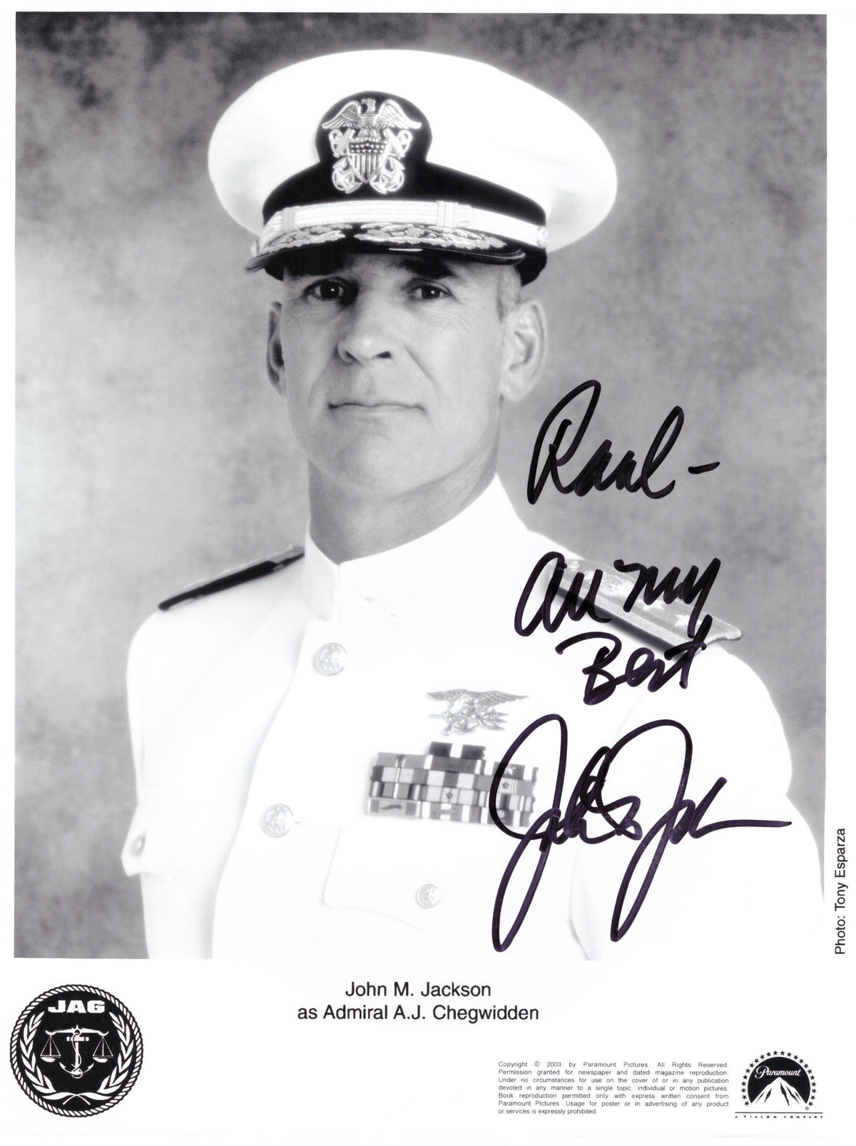 JAG John M. Jackson signed photo