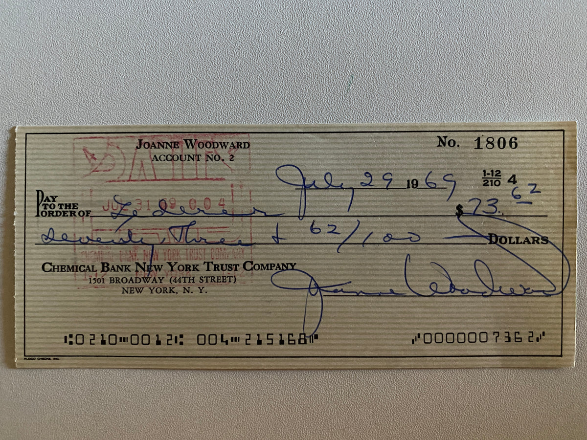 Three Faces Of Eve Joanne Woodward signed check