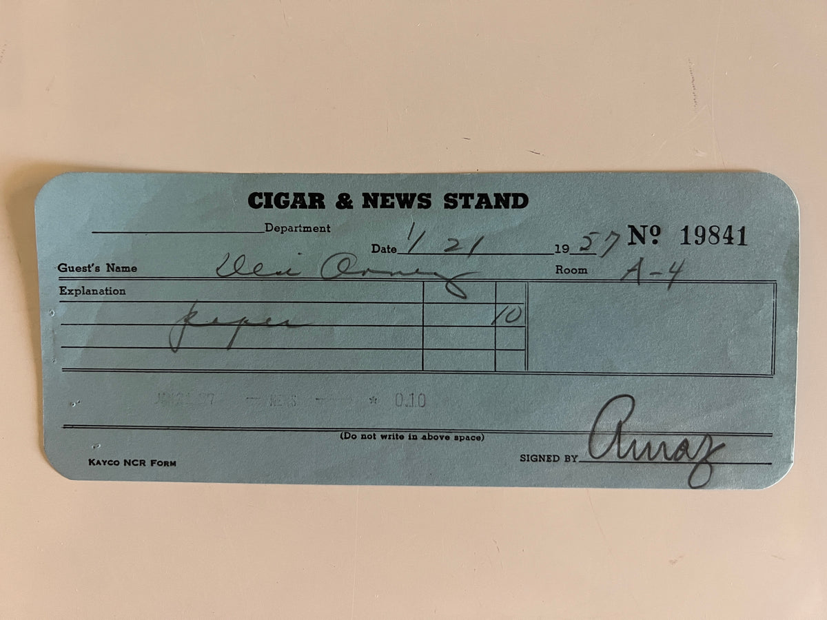 Desi Arnaz signed receipt